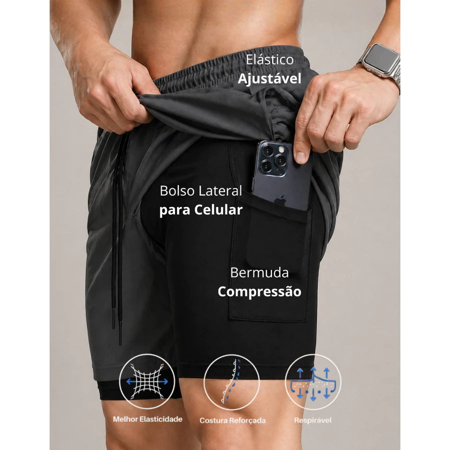 Kit Dry Fit 1 Camiseta + 1 Bermuda Compressão